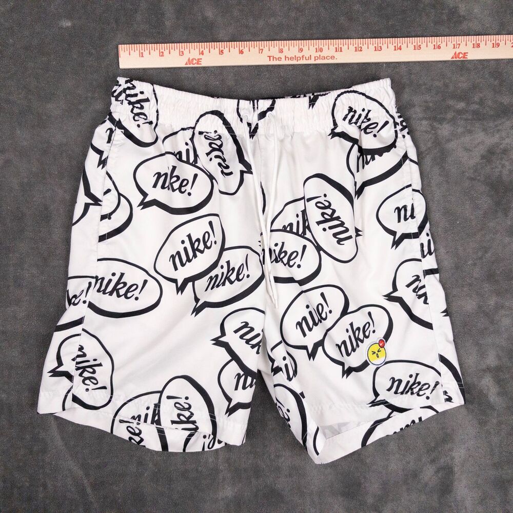 Nike Airmoji Mens Small White Black Graphic Shorts All Over Print Small Athletic - Picture 7 of 7